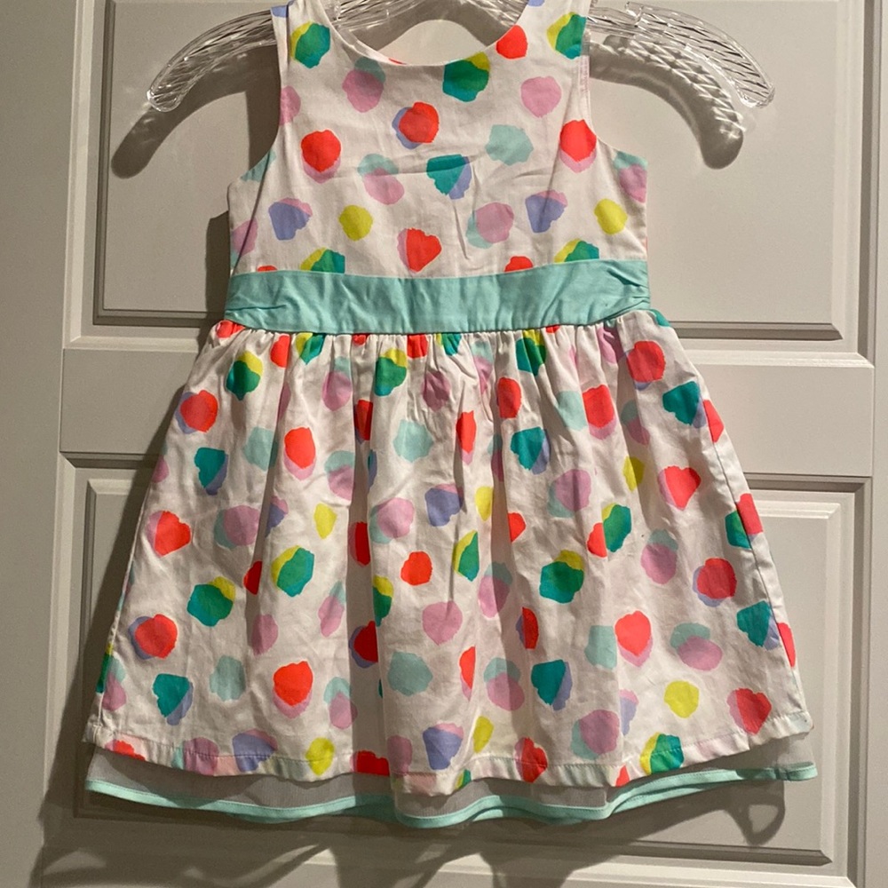 Cat & Jack Bright Patterned Dress with Back Buttons and Bow - Size 4T